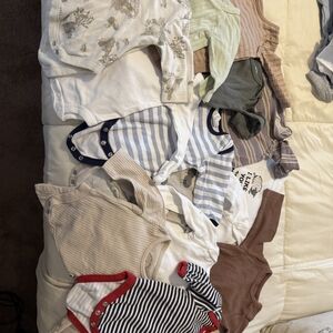 14 Assorted Baby Onesies Newborn Size LONG SLEEVE